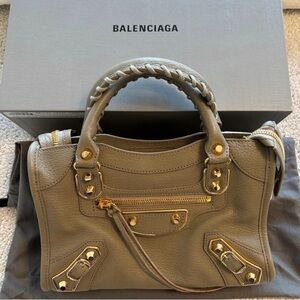 Balenciaga Mimi leather matalic adge classic city bag